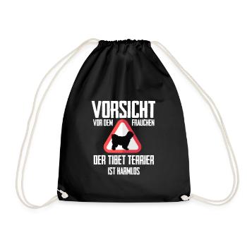 Vorsicht vor dem Frauchen - Tibet Terrier - Turnbeutel - Schwarz - Vorne