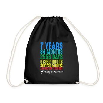 7 ans 7 ans 7 ans 7 ans vintage rétro numéros - Sac de sport léger - noir - Devant