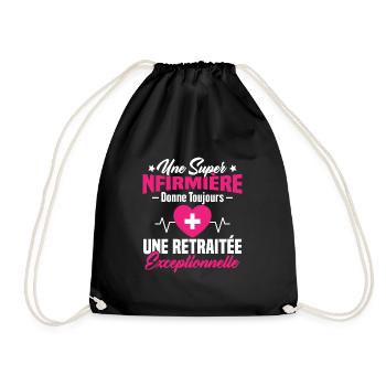Retraite infirmière, Cadeau future retraitée - Sac de sport léger - noir - Devant