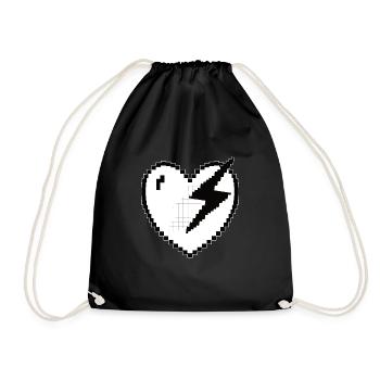 Heart Flash Pixel Gamer Gift - Drawstring Bag - black - Front
