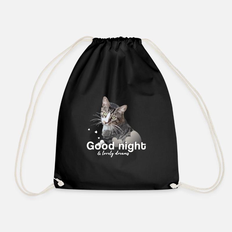 Sleep shirt good night good night - Drawstring Bag - black
