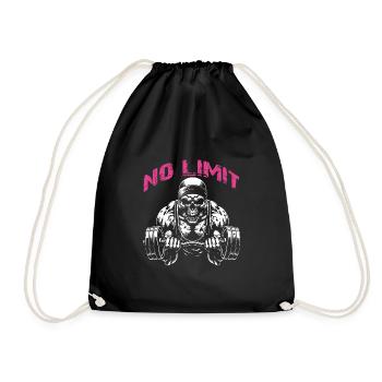 No Limit Workout Bodybuilding Skull with Dumbbell - Drawstring Bag - black - Front