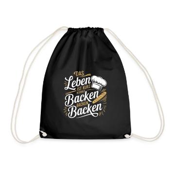 Das Leben ist kurz - nutze es zum Backen - Turnbeutel - Schwarz - Vorne