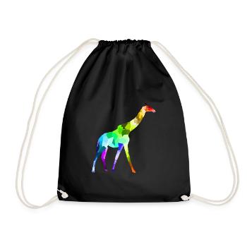 Bunte Regenbogen Giraffe Tiere Polygon - Turnbeutel - Schwarz - Vorne