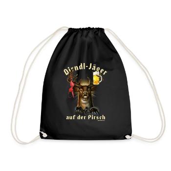 JD - Jäger Designs - Dirndl Jäger auf der Pirsch - - Turnbeutel - Schwarz - Vorne