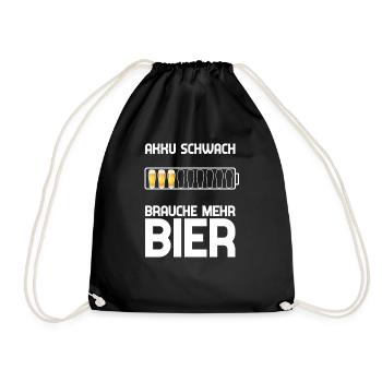 Akku Schwach Brauche mehr Bier - Turnbeutel - Schwarz - Vorne