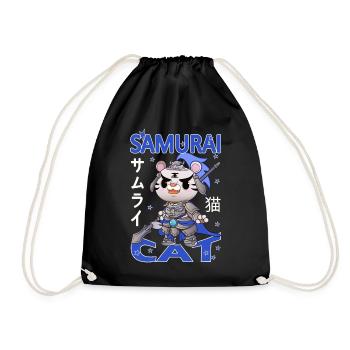 Samurai Cat japan cat - Turnbeutel - Schwarz - Vorne