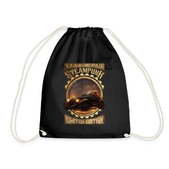 Steampunk Oldtimer, gothic und elegant - Turnbeutel - Schwarz - Vorne