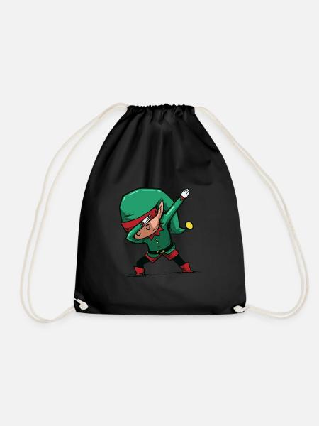 Funny Christmas Elf Gift For Yours - Drawstring Bag - black