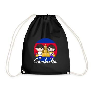 Temple du Cambodge Khmer Vintage drapeau je cadeau - Sac de sport léger - noir - Devant