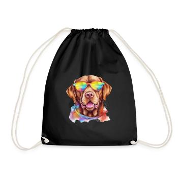Brauner Labrador Retriever Hund mit Sonnenbrille - Turnbeutel - Schwarz - Vorne