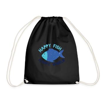 Happy Fish happy world - Turnbeutel - Schwarz - Vorne