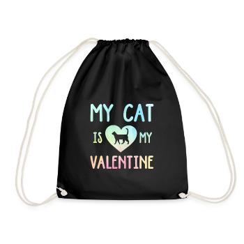 My Cat Is My Valentine Cat Lover Cat Training Pet - Turnbeutel - Schwarz - Vorne