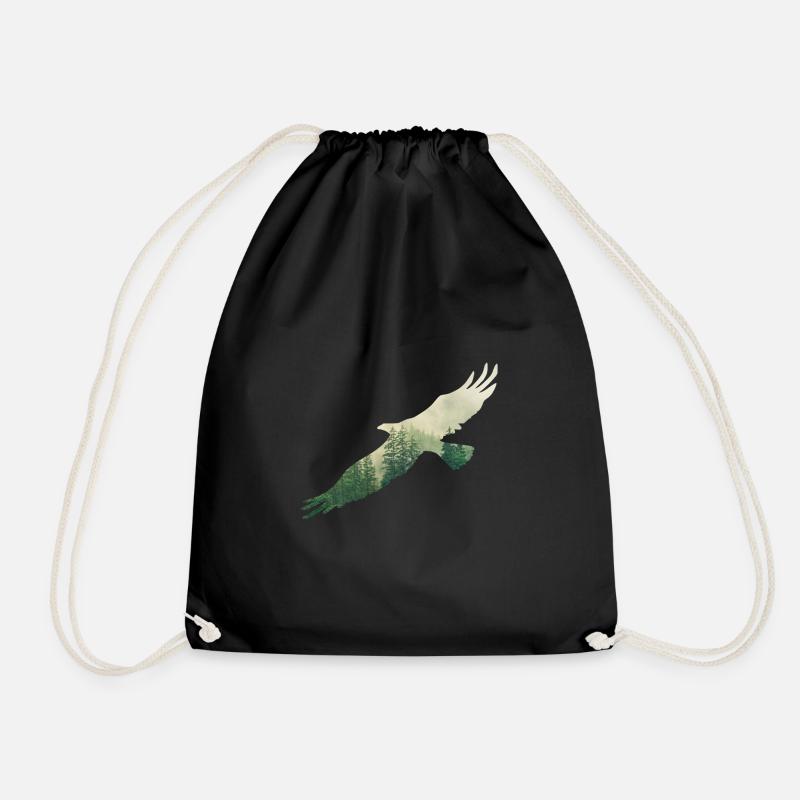 Eagle in the air. Nature lover - Drawstring Bag - black