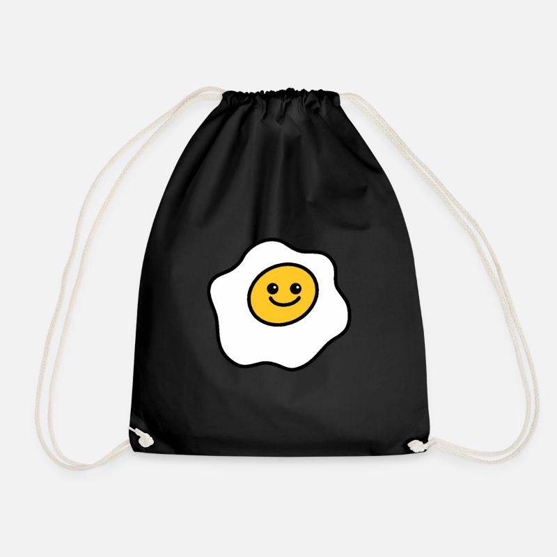 Happy breakfast egg - Drawstring Bag - black