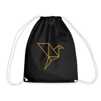 Origami Logo Gold Country Bird - Drawstring Bag - black - Front