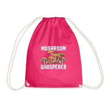 Mushroom Whisperer Mushrooms collect mushroom collectors hobby - Drawstring Bag - fuchsia - Front