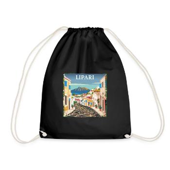 Lipari Italy: Dream Beach Summer Vacation - Drawstring Bag - black - Front