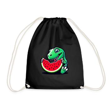 Sweet T-Rex Dino mange de la pastèque plus fruitée - Sac de sport léger - noir - Devant
