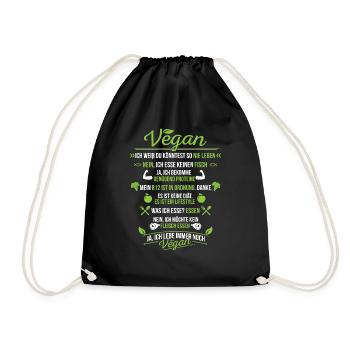Veganer Veganes Leben - Turnbeutel - Schwarz - Vorne