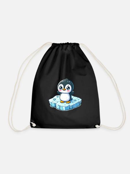 Pinguin, Schmelzendes Eis, Südpol - Turnbeutel - Schwarz