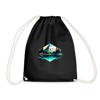 Beau paysage avec des montagnes, cadeau de randonnée - Sac de sport léger - noir - Devant
