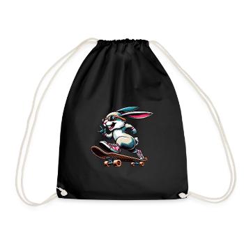 Cool Skateboarder lapin de Pâques Design - Sac de sport léger - noir - Devant