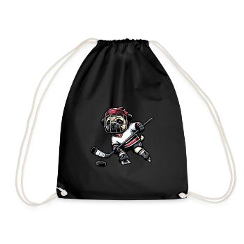 Pug Ice Hockey Player Dog Ice Hockey Club - Drawstring Bag - black - Front