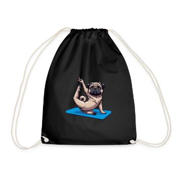 Funny Pug: Yoga & Whimsical Meditation - Drawstring Bag - black - Front