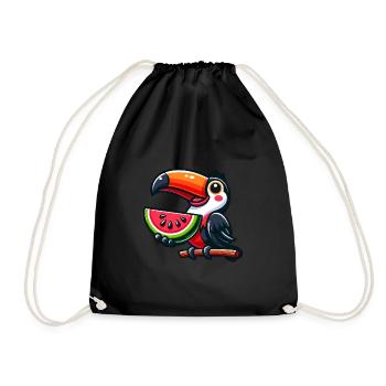 Vogel Tukan Paradiesvogel Melone Wassermelone - Turnbeutel - Schwarz - Vorne