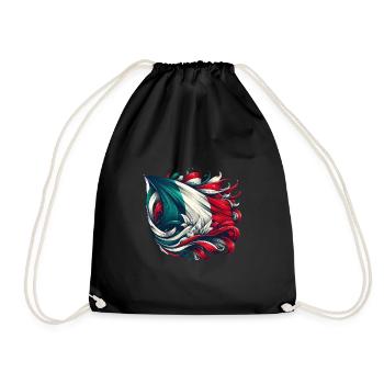 Italian Flag Flowers French Flag - Drawstring Bag - black - Front