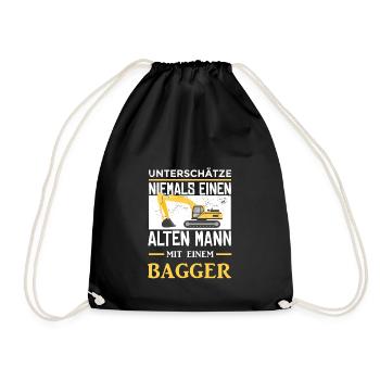 Alten Mann Mit Bagger Baggerfahrer Bagger - Turnbeutel - Schwarz - Vorne