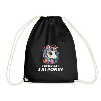 Ich kann nicht, ich habe ein Pony - Turnbeutel - Schwarz - Vorne
