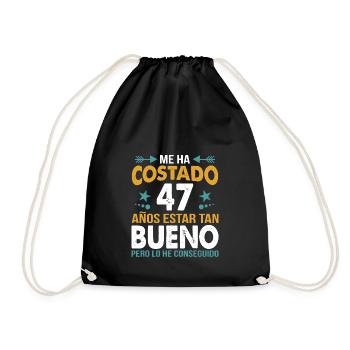 ME HA COSTADO 47 ANOS ESTAR TAN BUENO - Drawstring Bag - black - Front