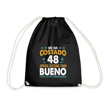 ME HA COSTADO 48 ANOS ESTAR TAN BUENO - Drawstring Bag - black - Front