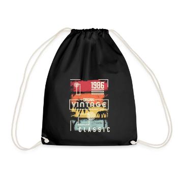 1986 Design. Cadeau d'anniversaire vintage, rétro, palmier - Sac de sport léger - noir - Devant