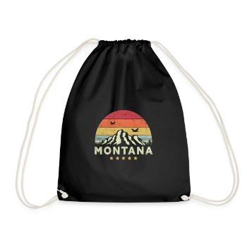 Montana Print. Retro Style MT, USA Graphic - Drawstring Bag - black - Front