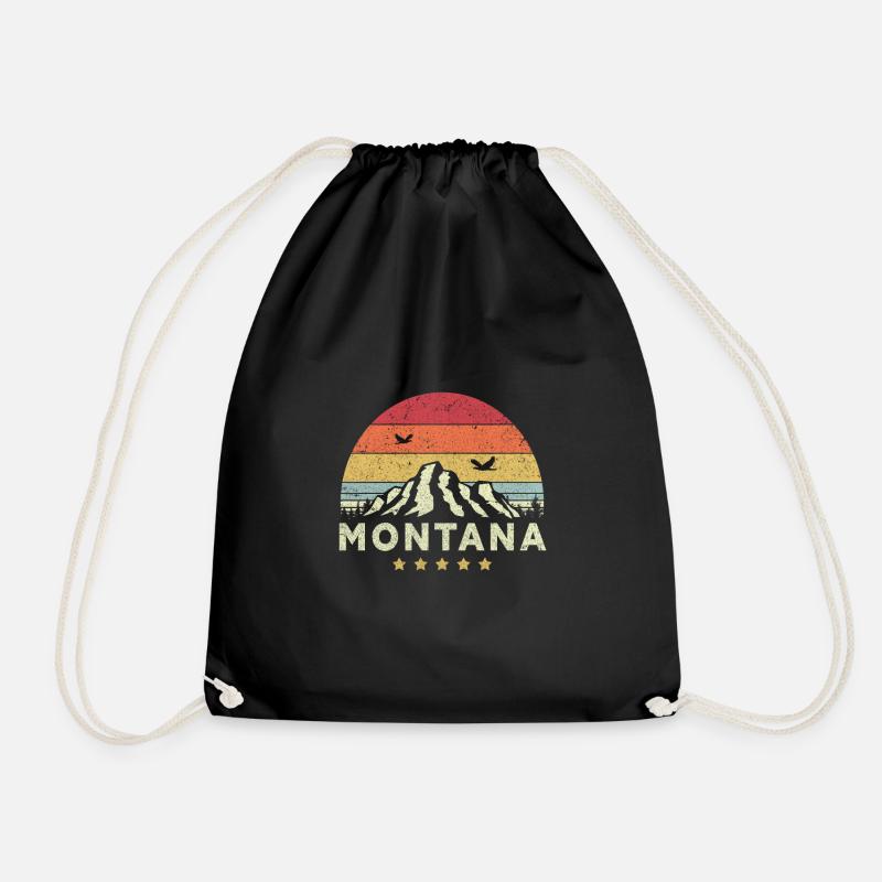 Montana Print. Retro Style MT, USA Grafik - Turnbeutel - Schwarz