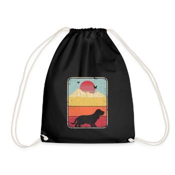 Graphique Basset Hound. Conception de style rétro - Sac de sport léger - noir - Devant