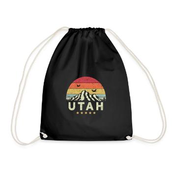 Utah Print. Retro Style UT, USA Graphic - Drawstring Bag - black - Front