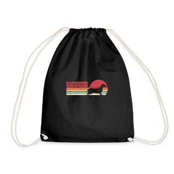 Funny Dachshund Whisperer, Retro Design - Drawstring Bag - black - Front