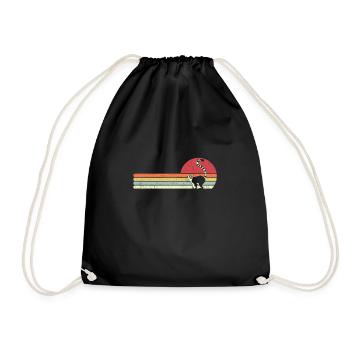 Lemur Product. Retro Style Print - Drawstring Bag - black - Front
