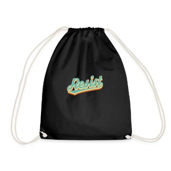 Retro, Vintage Resist Product. 70's Feminist Print - Drawstring Bag - black - Front