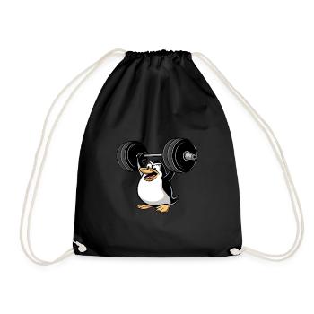 Salty Pinguin Hantel Fitness Cartoon - Turnbeutel - Schwarz - Vorne