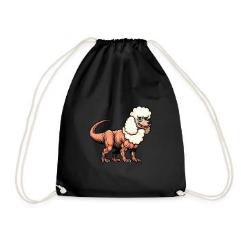 Pudel-Dino Fusion: T-Rex mit Pudelzähnen - Turnbeutel - Schwarz - Vorne