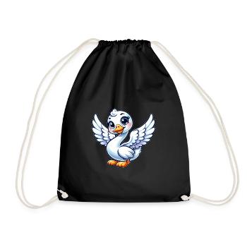 Weißer Schwan Engel mit Flügeln - Turnbeutel - Schwarz - Vorne