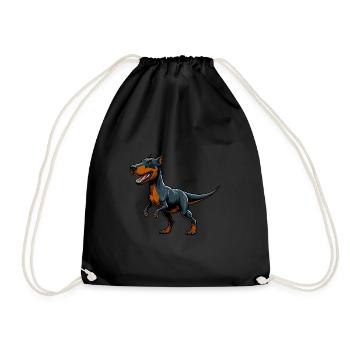 T-Rex Doberman Mix Fabulous Animal - Drawstring Bag - black - Front