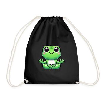 Entspannter Frosch bei Yoga und Meditation - Turnbeutel - Schwarz - Vorne