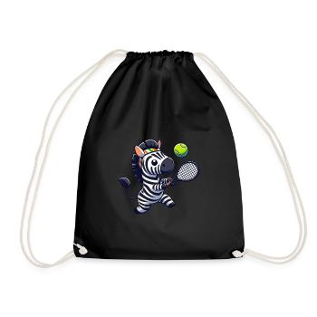 Zebra Tennisspieler Tennisverein Tennismatch - Turnbeutel - Schwarz - Vorne