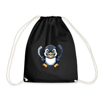 Cooler Pinguin Eishockey Spieler - Turnbeutel - Schwarz - Vorne